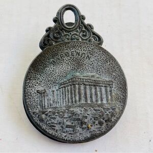 Vintage Greek Copper Bronze Paper Clip Double Sided Ornate Letter Mail Clamp